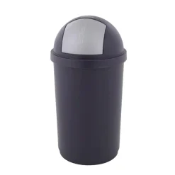 Merkloos Afvalbak Met Pushdeksel Blauw/Zilver (45 liter) Sale