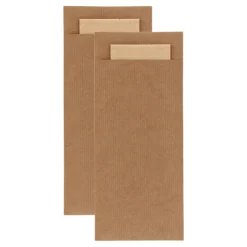 Bestekzakje Pochette Kraft met Naturel Servet (600 stuks) Discount