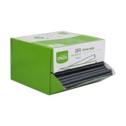 Biodore Drinkrietje Zwart Papier 150x7mm (250 stuks) Outlet