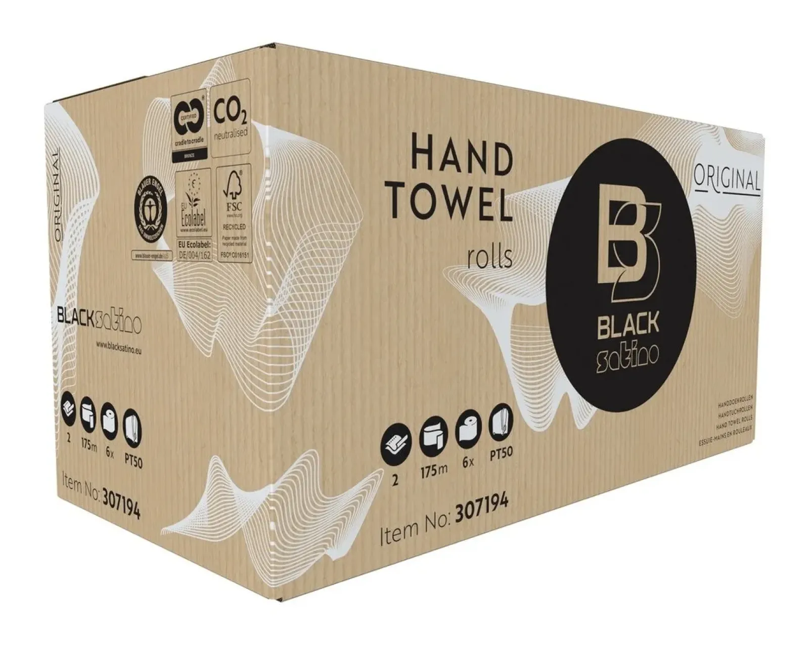 Satino Black Handdoekrol 2 laags 175 meter (6 stuks) Outlet