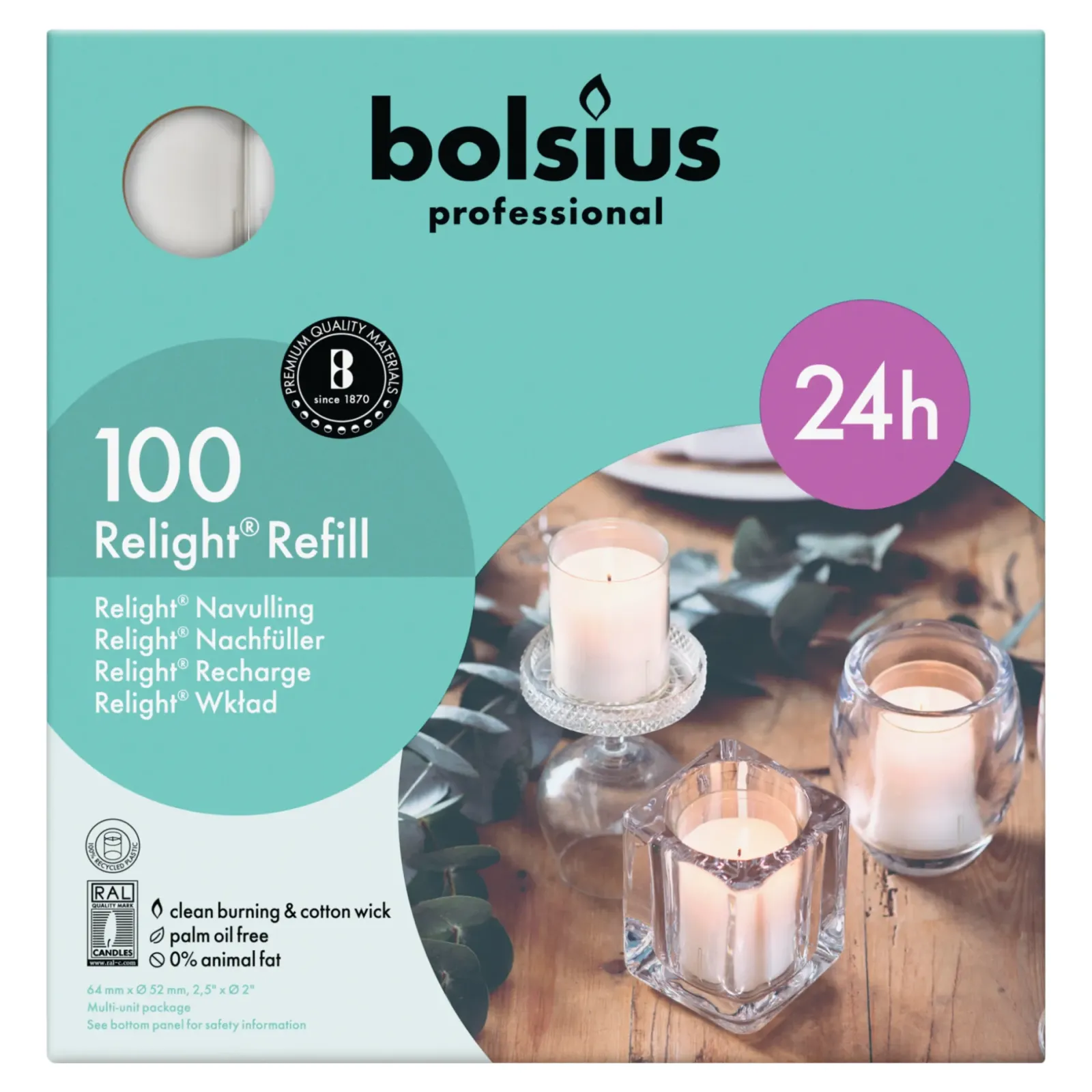 Bolsius relight navulling transparant (100 stuks) Clearance