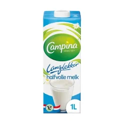 Campina langlekker halfvolle melk pak (12x 1 liter) New