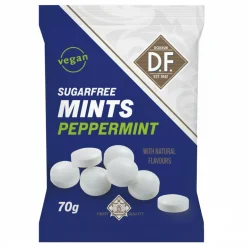 D.F. Sugarfree Mints Pepermunt zakje (12x 70g) Outlet