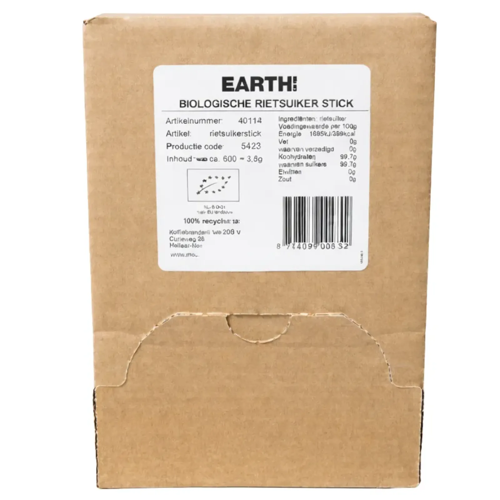 Earth BIO rietsuikersticks (600 stuks) Outlet