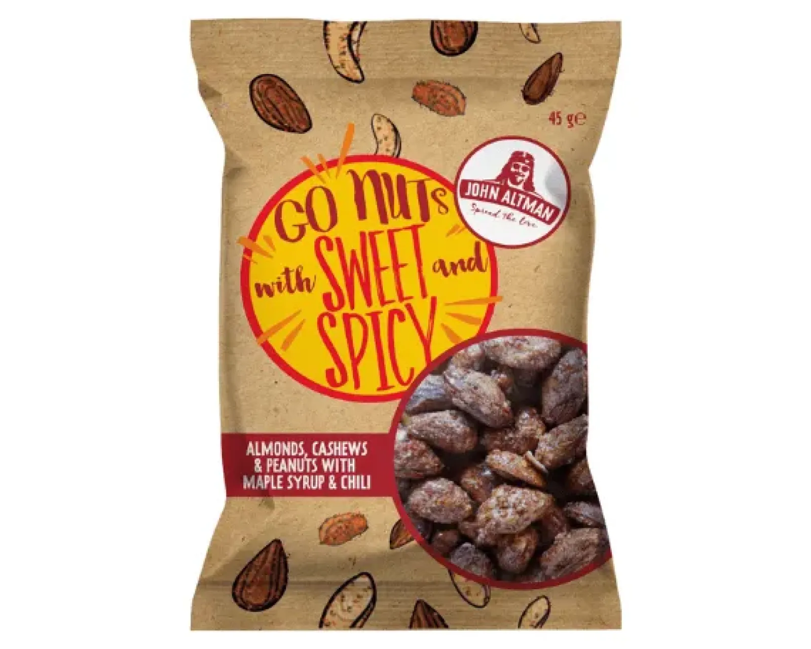 John Altman Mixed Nuts Maple Syrup Chilli Zakje (12x45gr) Online