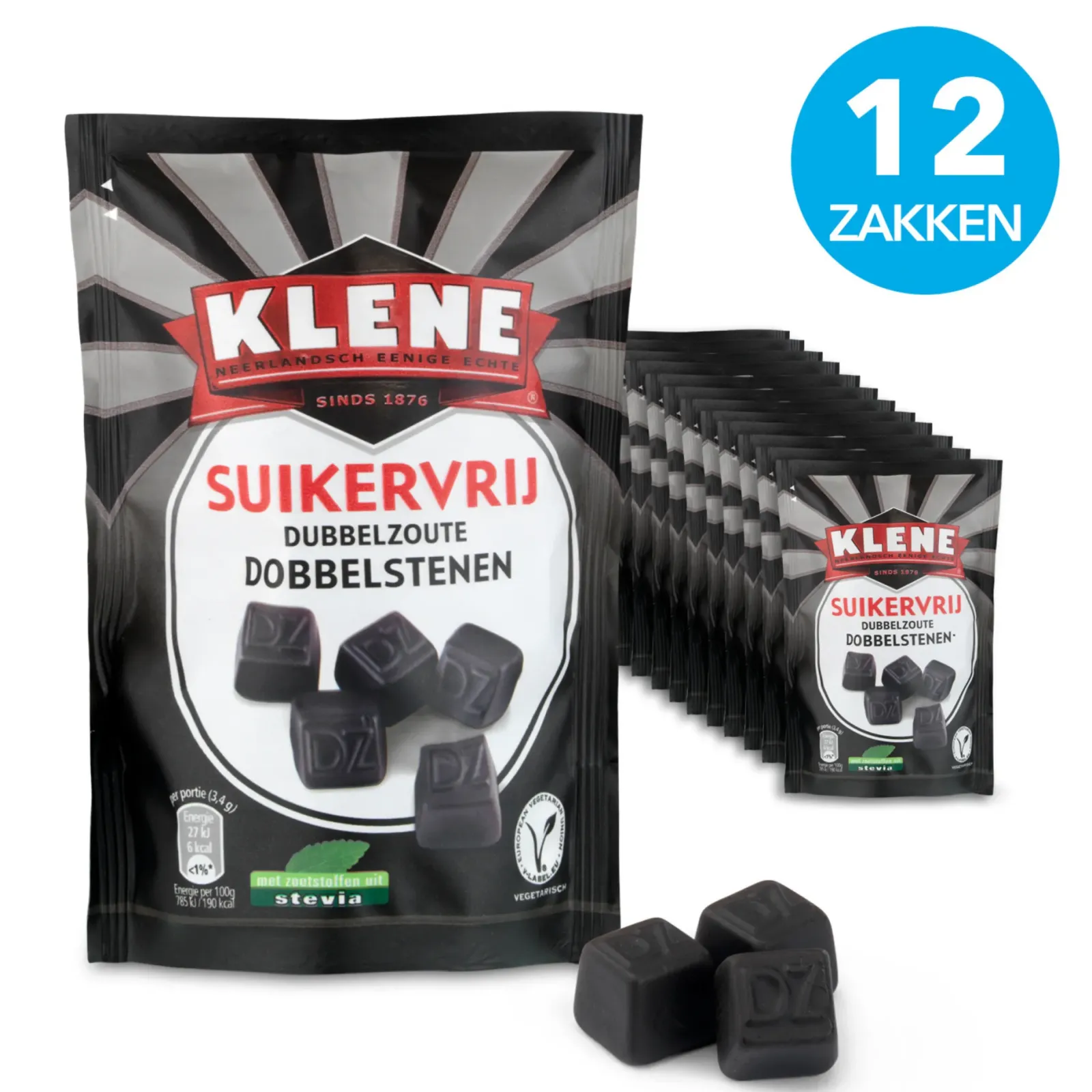 Klene Suikervrij Dubbelzoute Dobbelstenen Zakje (12x 110gr) Online