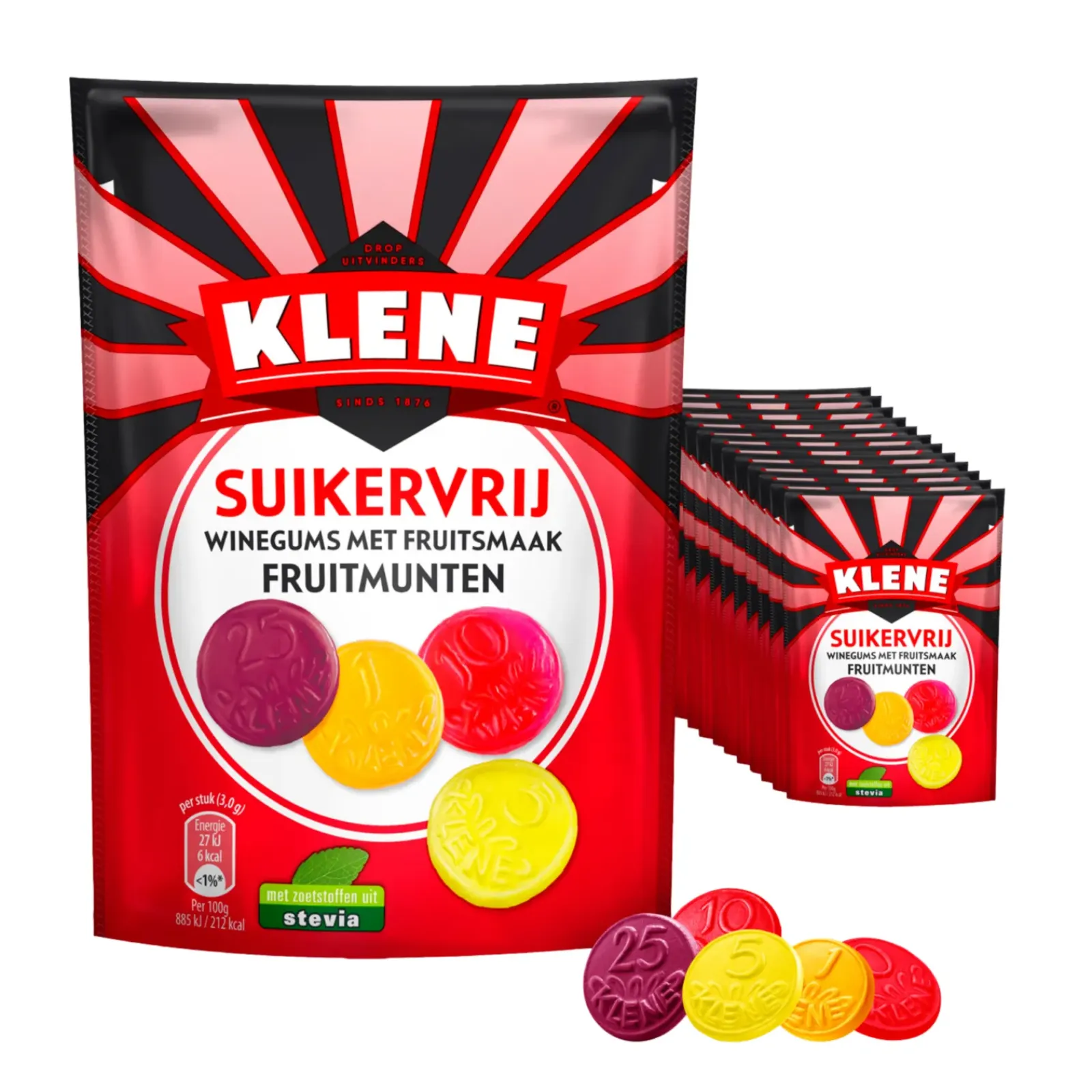 Klene Suikervrij Winegums Fruitmunten (12x 110gr) Outlet
