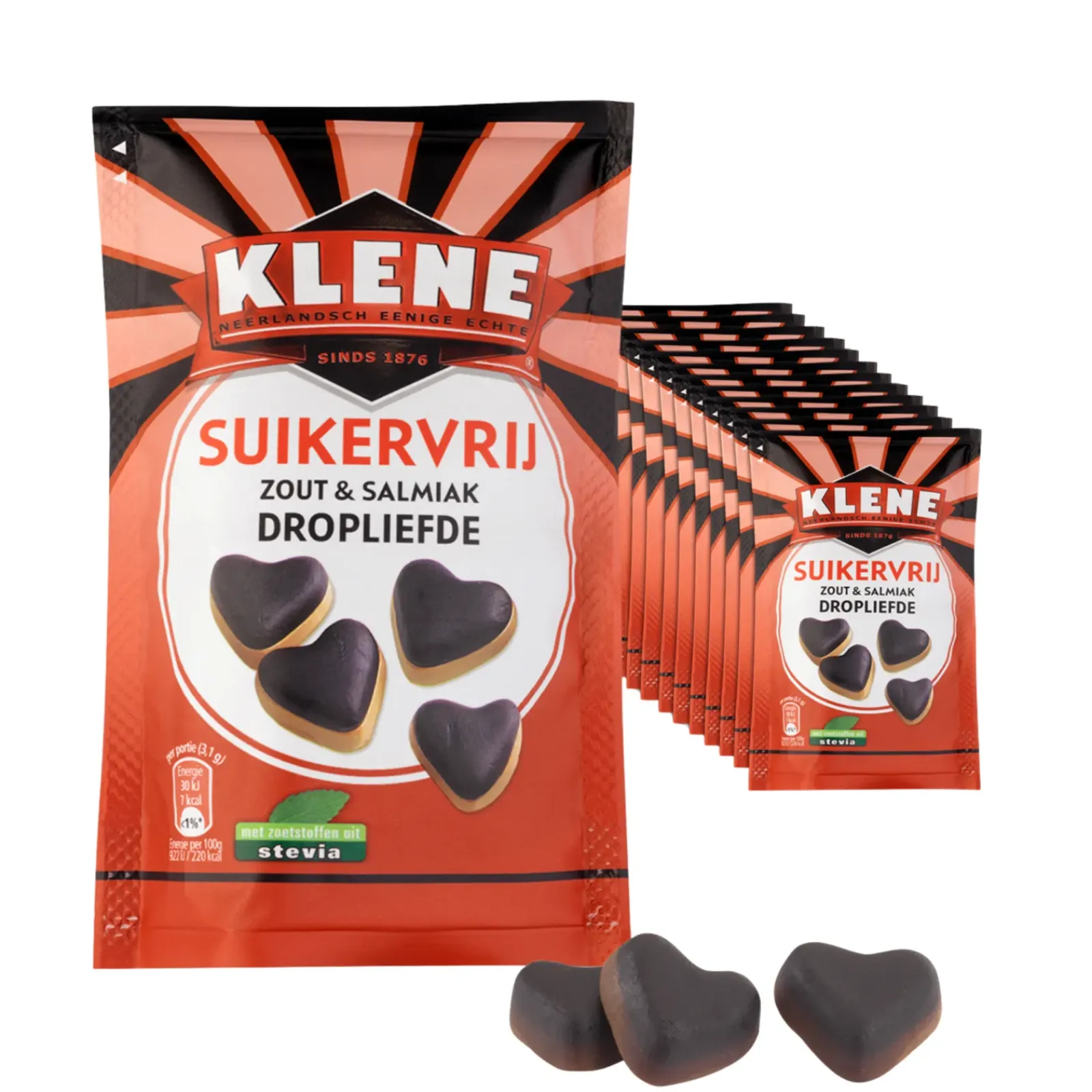 Klene Suikervrij Zout & Salmiak Dropliefde zakje (12x 90gr) Sale