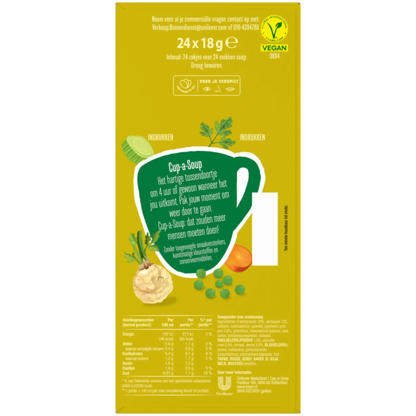 Knorr Cup-a-Soup Erwt (24x 140 ml) Online