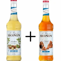 Monin Siroop Hazelnoot Suikervrij + Caramel Suikervrij New