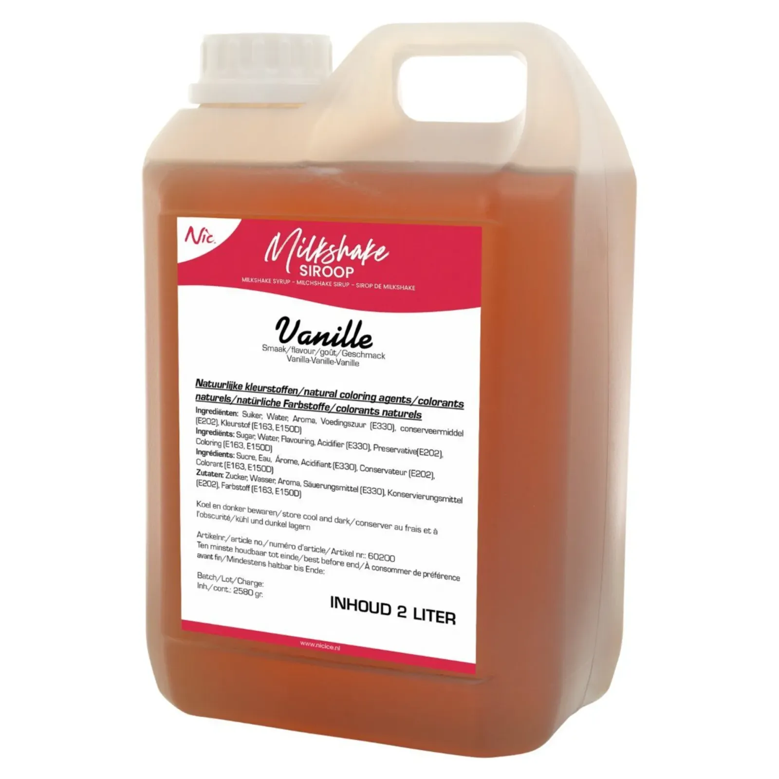 Nic Milkshakesiroop Vanille (2 liter) Hot