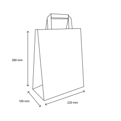 Papieren Draagtas Klein 22+10x28cm Bruin (250 stuks) Outlet
