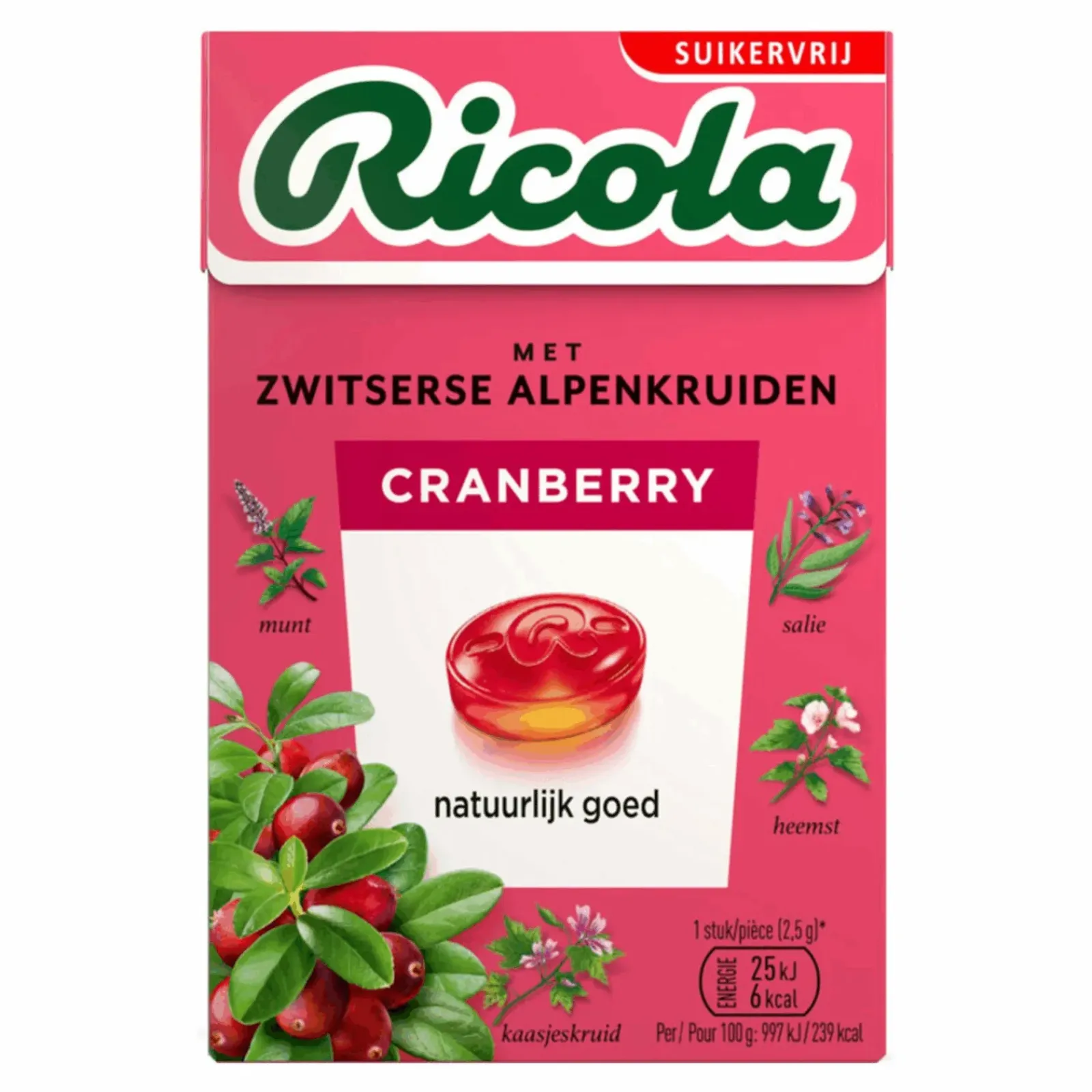 Ricola Cranberry Suikervrij (20x 50gr) Discount