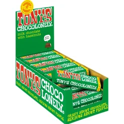 Tony's Chocolonely Tony’s Chocolonely Melkchocolade Hazelnoot (35x 47gr) Hot