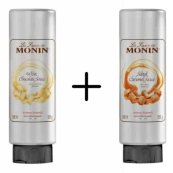 Monin Topping Witte Chocolade + Topping Salted Caramel New
