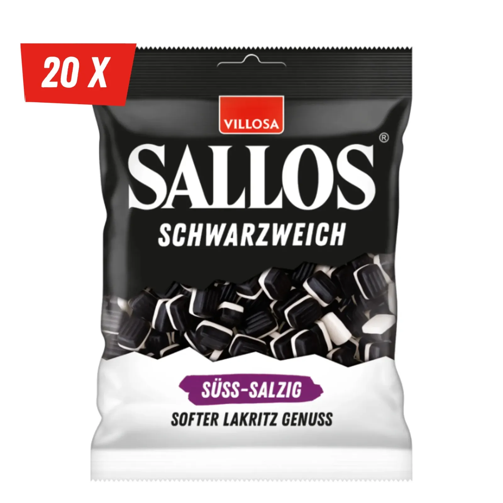 Villosa Sallos Schwarzweich Süß-Salzig (20x 200gr) New