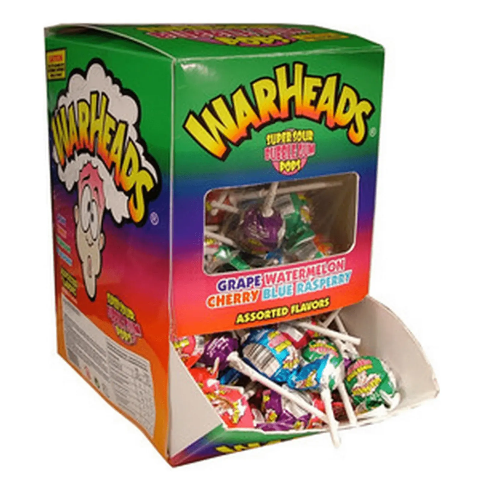 Warheads Super Sour Bubblegum Pops (100 stuks) New
